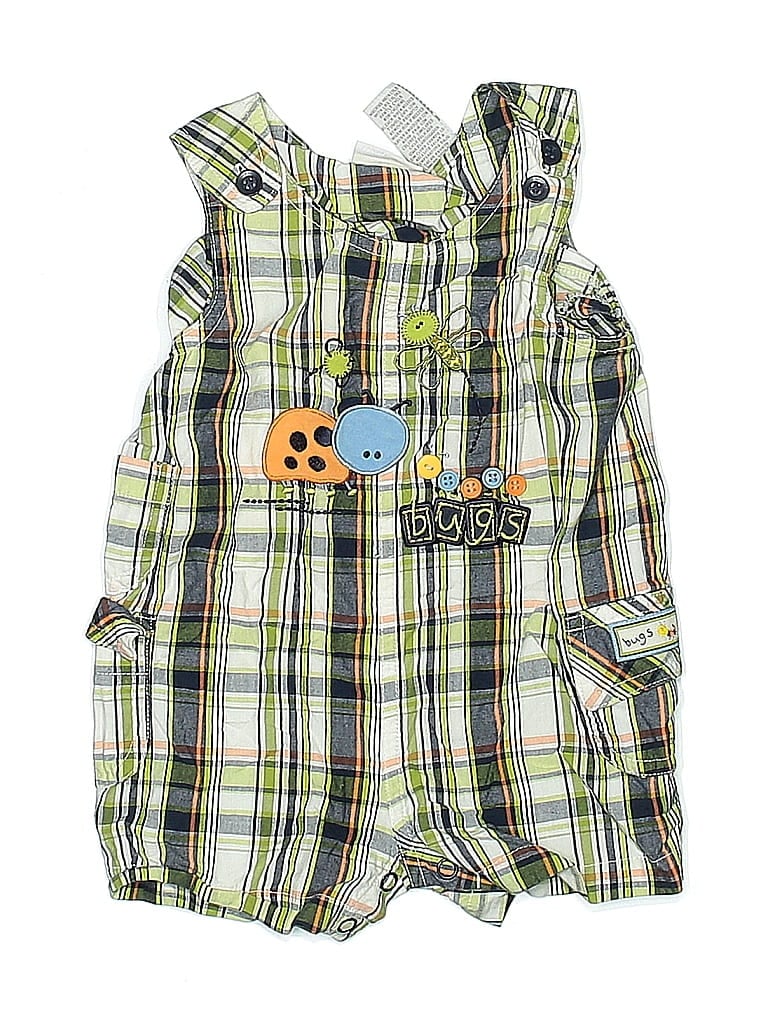 Little Legends 100% Cotton Plaid Green Short Sleeve Onesie Size 6-9 mo - photo 1