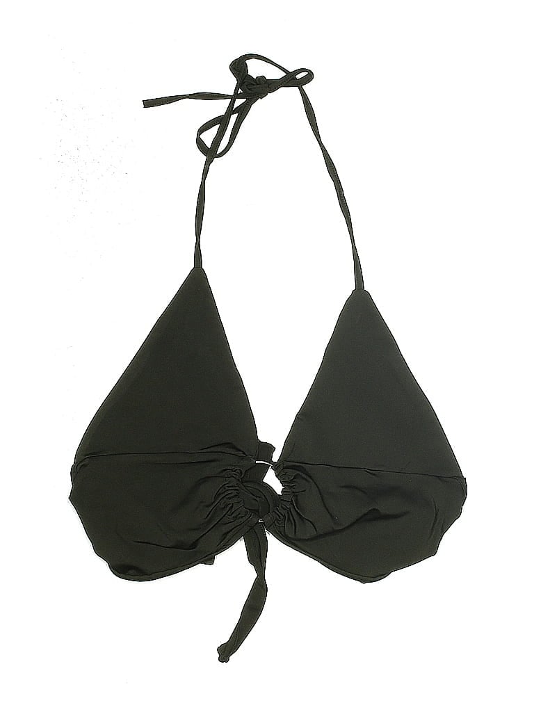 Pre-owned Unbranded Swimsuit Top Black Solid Pattern Swimwear