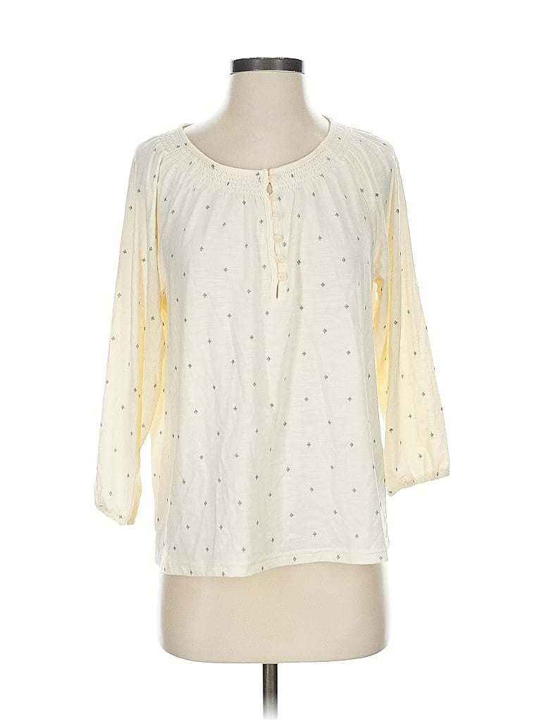 Pre-owned L.l.bean 3/4 Sleeve Blouse In White