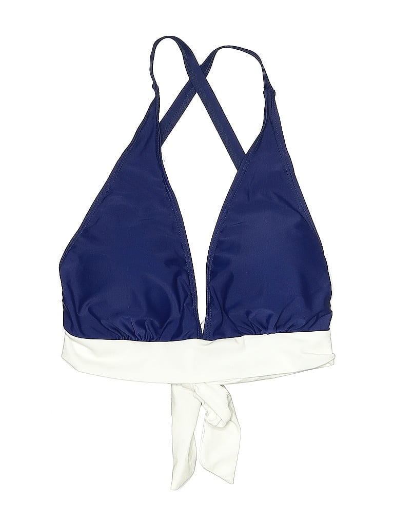 Pre-owned Unbranded Swimsuit Top Blue Color Block Pattern Swimwear