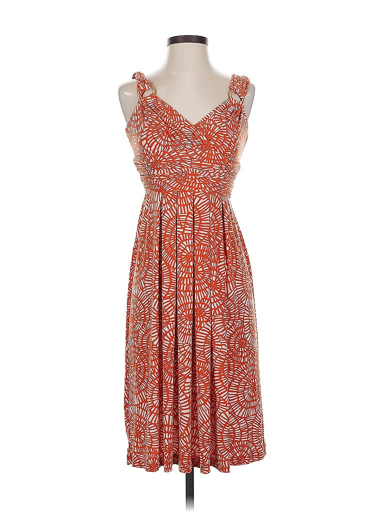 Anne Klein Paisley Orange Casual Dress Size 2 - photo 1