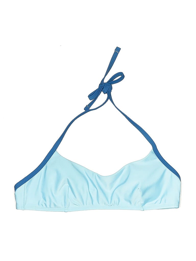 CUPSHE Pre-owned Swimsuit Top Blue Color Block Pattern Swimwear