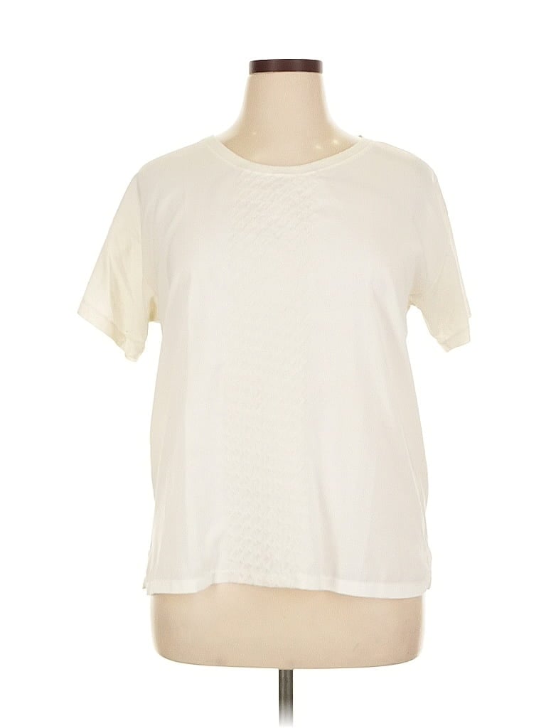 Click to view more detailed imagery on our partner's website Pre-owned J.crew Factory Store Short Sleeve Top Ivory Crew Neck Tops In White