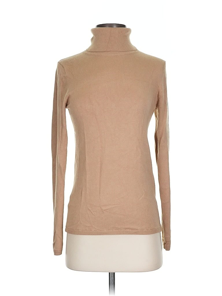 Pre-owned Ann Taylor Long Sleeve Top Tan Turtleneck Tops In Brown