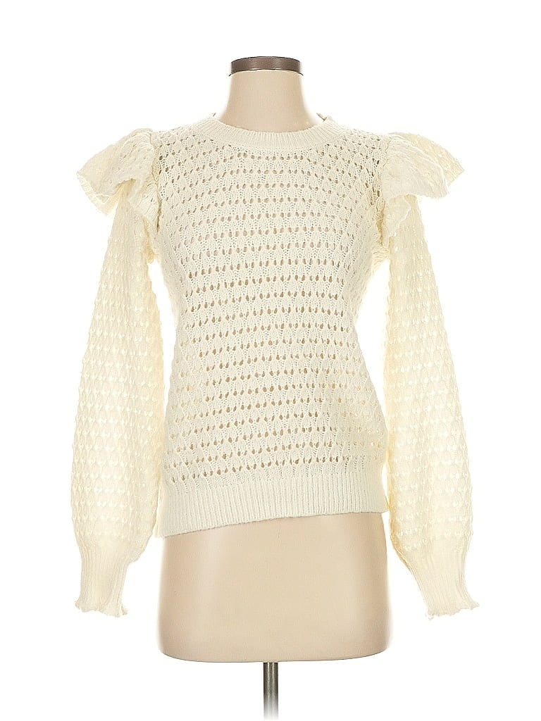 Pre-owned Ann Taylor Loft Pullover Sweater In White