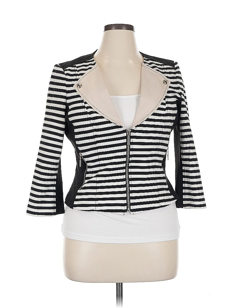 White House Black Market Stripes White Blazer Size 14 - photo 1