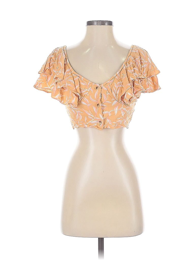 Amuse Society 100% Viscose Orange Short Sleeve Top Size S - photo 1