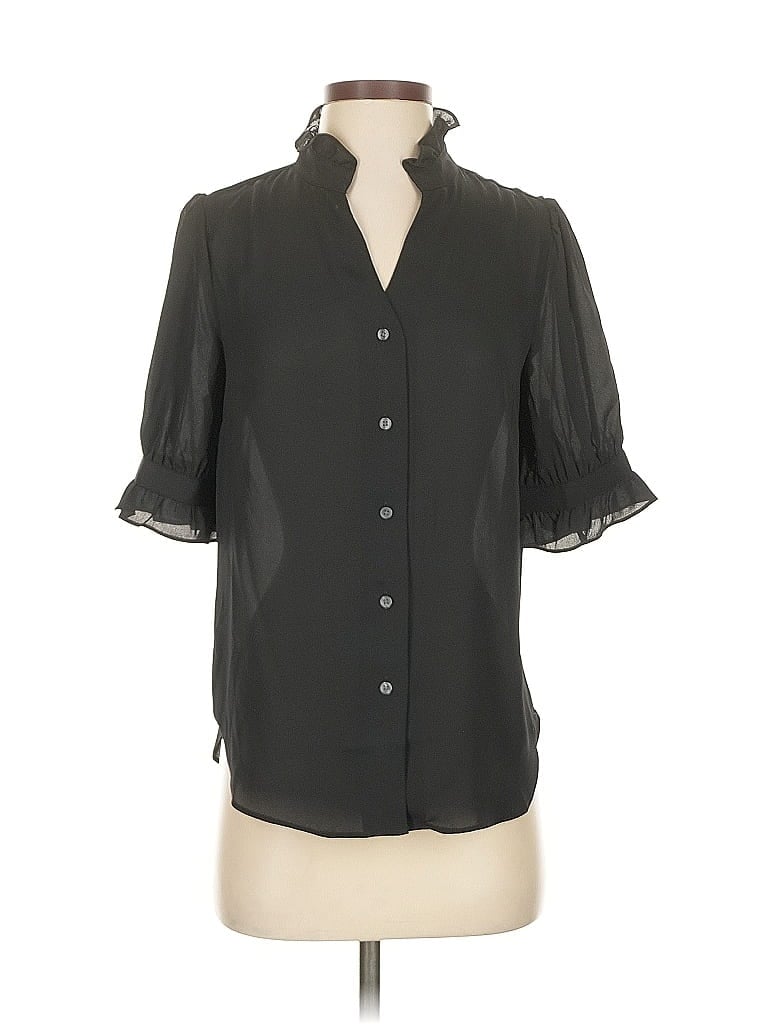 Pre-owned Ann Taylor Short Sleeve Blouse In Black