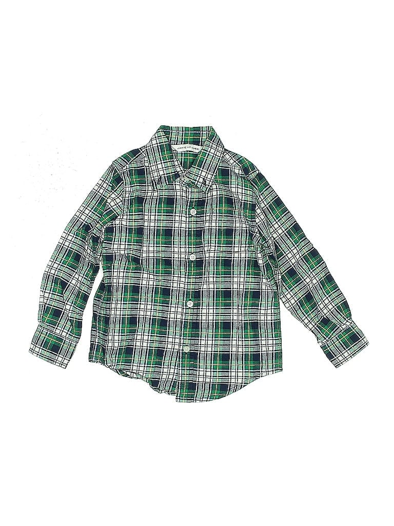 Pre-owned Janie And Jack Babies' Long Sleeve Button Down Shirt In Green