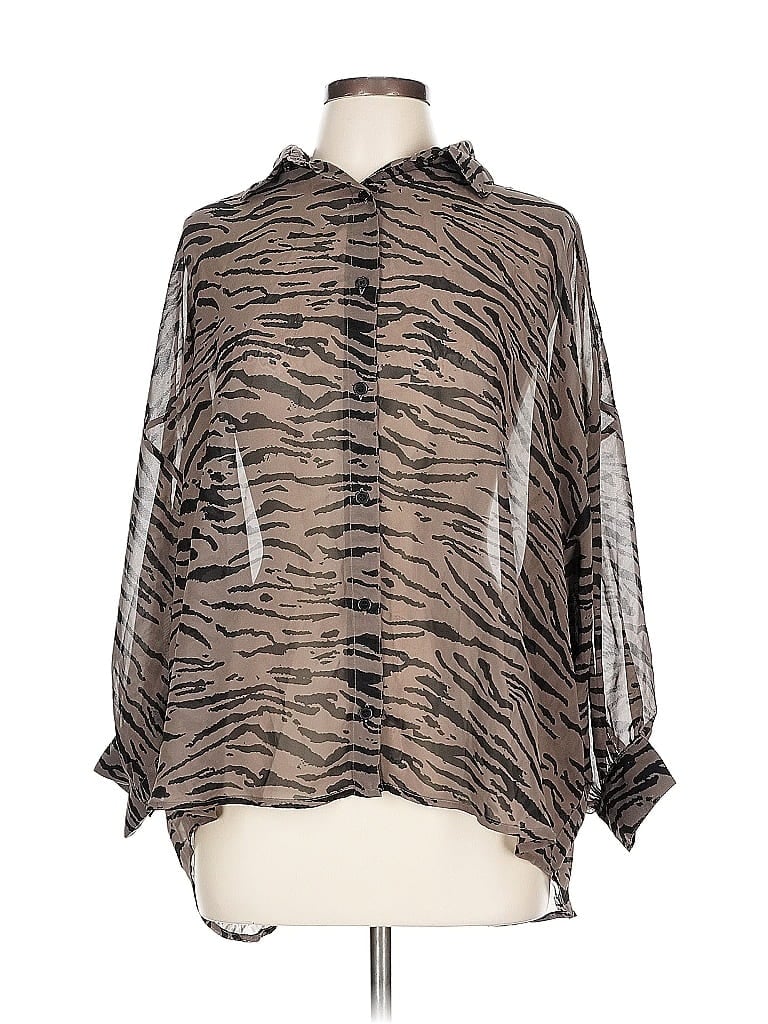 Pre-owned Assorted Brands 3/4 Sleeve Blouse In Brown