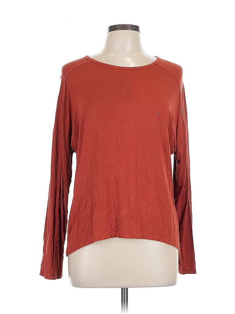 Pre-owned Yelete Long Sleeve Top Orange Boatneck Tops
