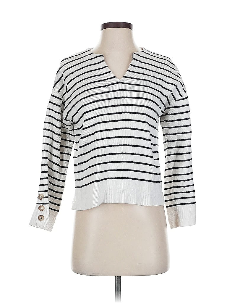 Pre-owned Ann Taylor Loft Pullover Sweater In White