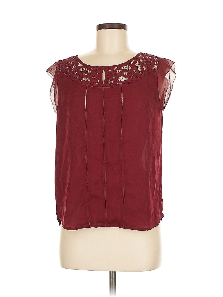 Pre-owned Ann Taylor Sleeveless Blouse In Burgundy