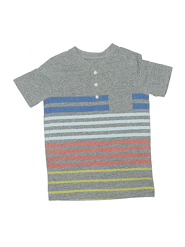 Pre-owned Oshkosh B'gosh Kids' Short Sleeve Henley Shirt In Gray