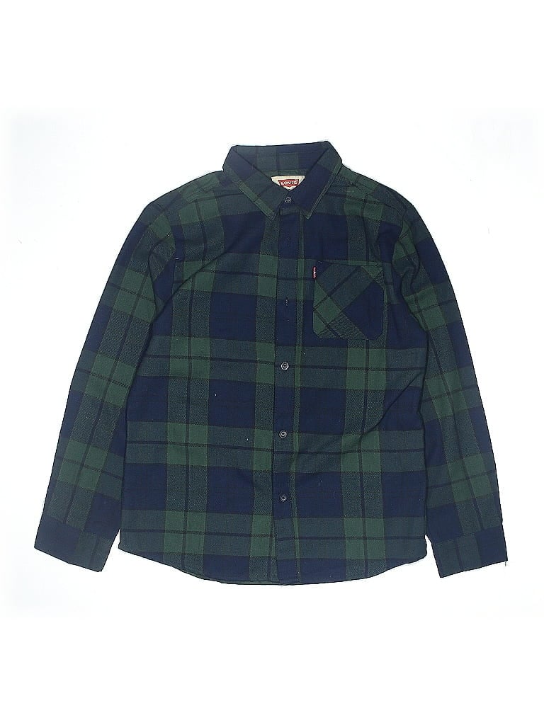 Levi's Plaid Green Long Sleeve Button-Down Shirt Size 12 - 13 - photo 1