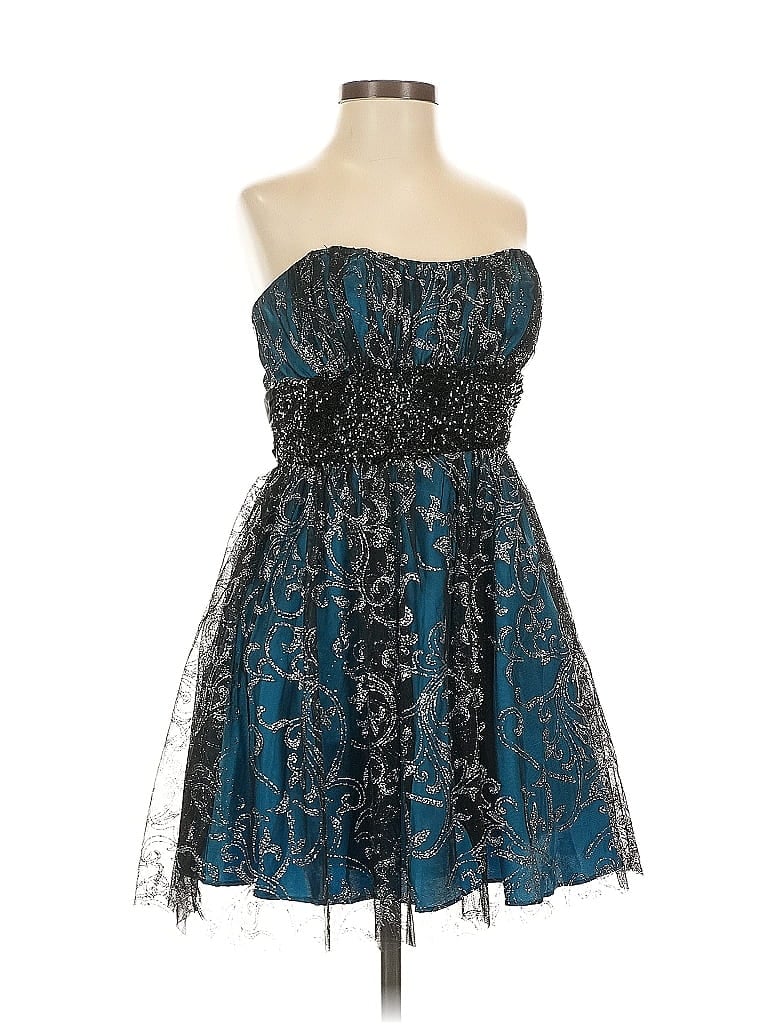 Masquerade 100% Polyester Paisley Blue Cocktail Dress Size 3 - 5 - photo 1