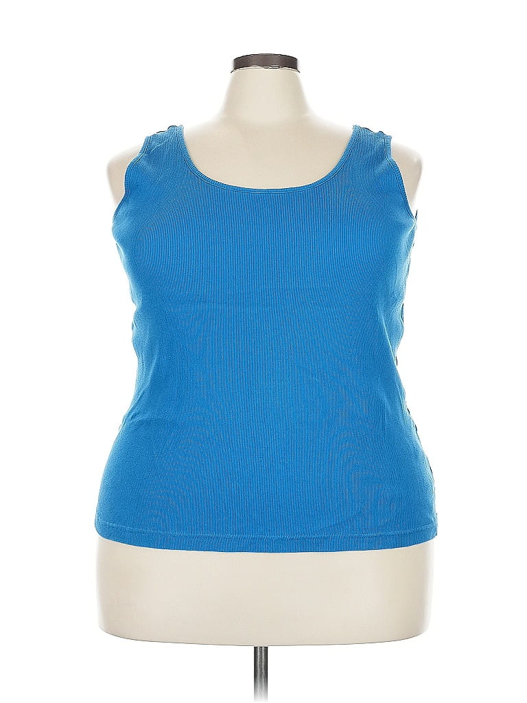 Woman Within 100% Cotton Blue Sleeveless Top Size 22 - photo 1