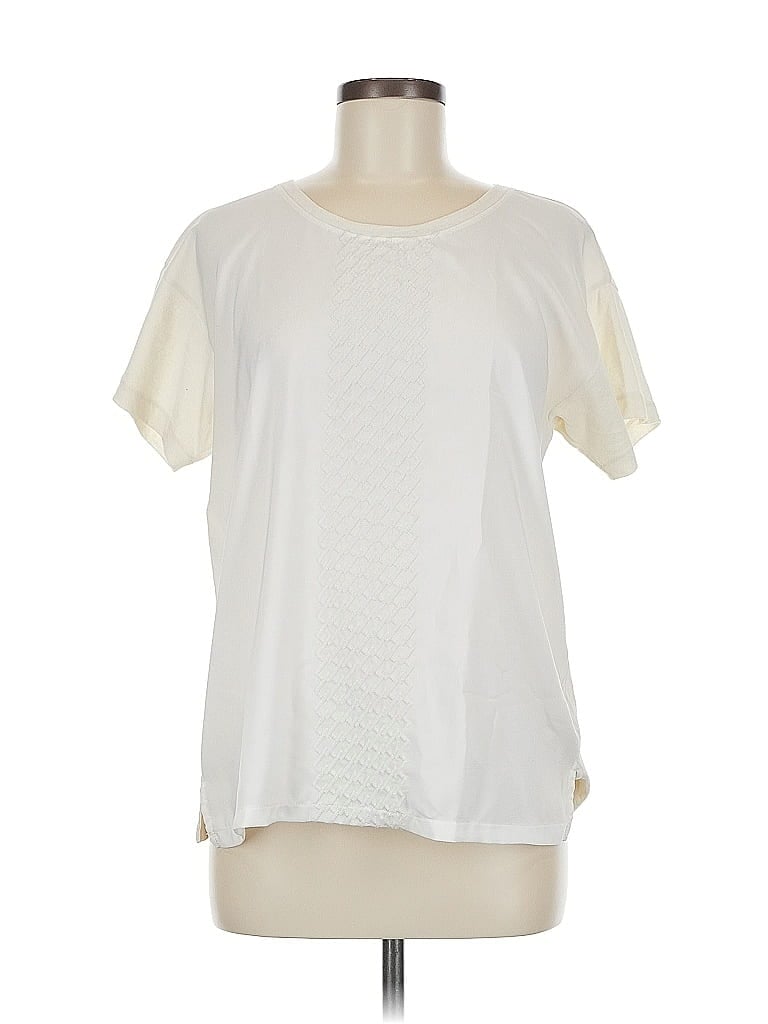 Click to view more detailed imagery on our partner's website Pre-owned J.crew Factory Store Short Sleeve Top Ivory Crew Neck Tops In White