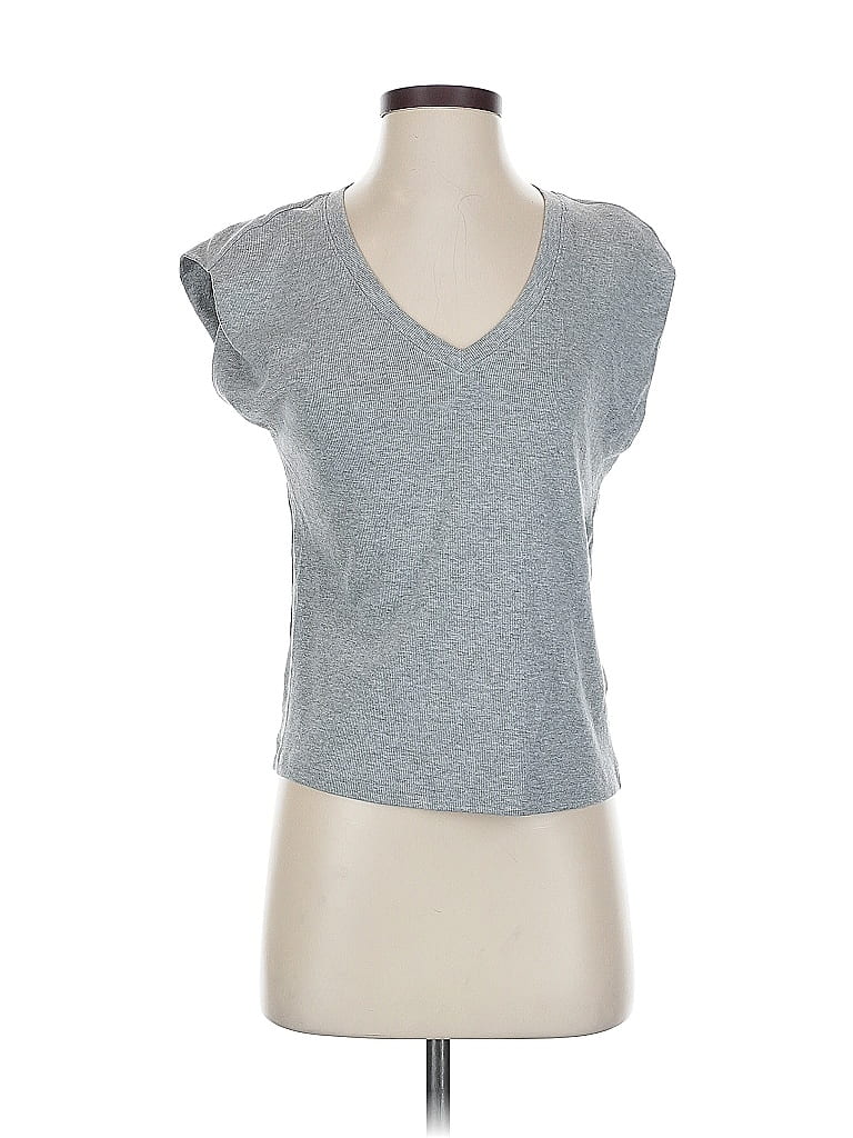 Pre-owned Michael Stars Short Sleeve Top Gray V Neck Tops
