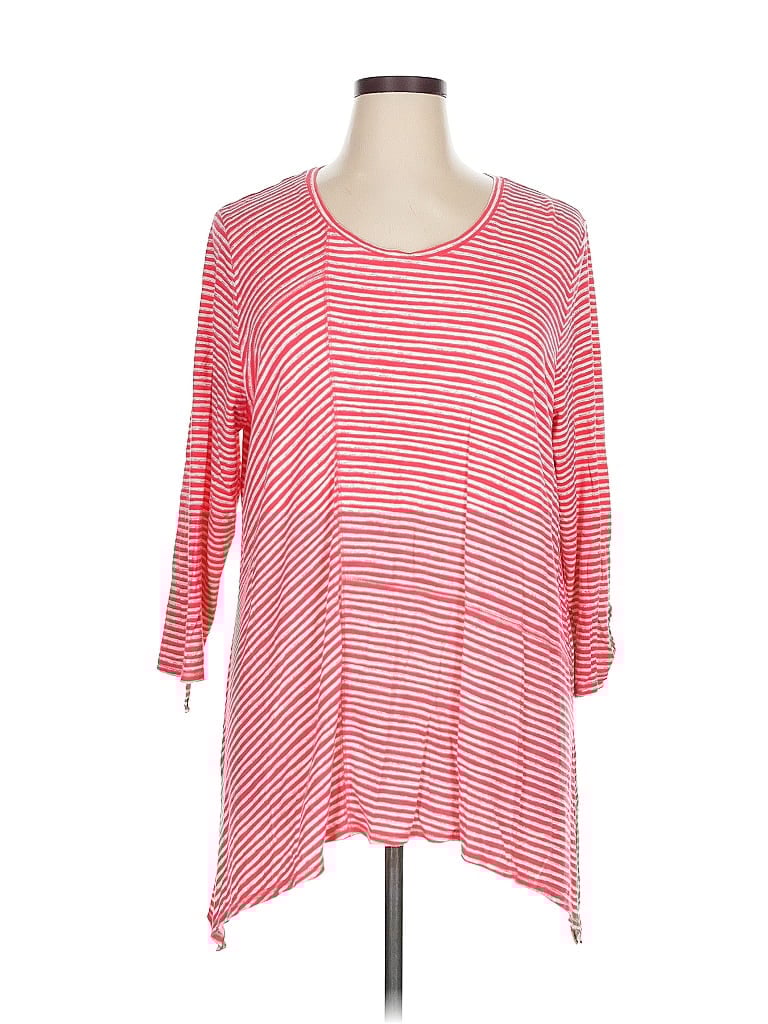 Pre-owned Zenergy By Chico's 3/4 Sleeve Top Red Boatneck Tops