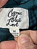 Cosmic Blue Love 100% Rayon Plaid Teal Long Sleeve Blouse Size M - photo 7