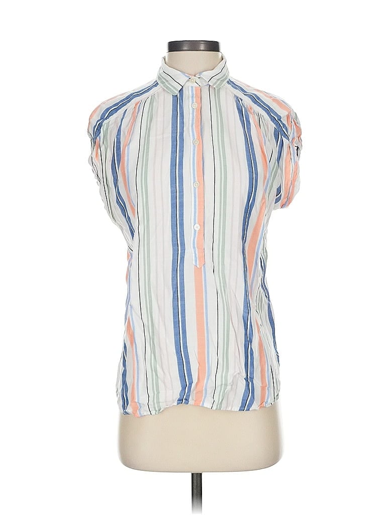 Pre-owned Ann Taylor Loft Short Sleeve Blouse In Blue