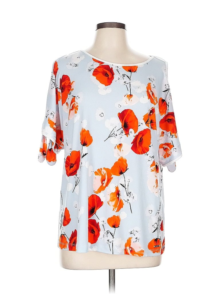 Ivanka Trump Orange Purple Short Sleeve Blouse Size L (estimated) - photo 1