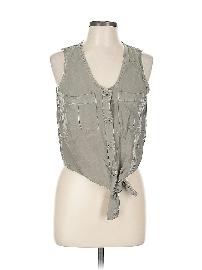 Pre-owned Thread & Supply Sleeveless Button Down Shirt In Green