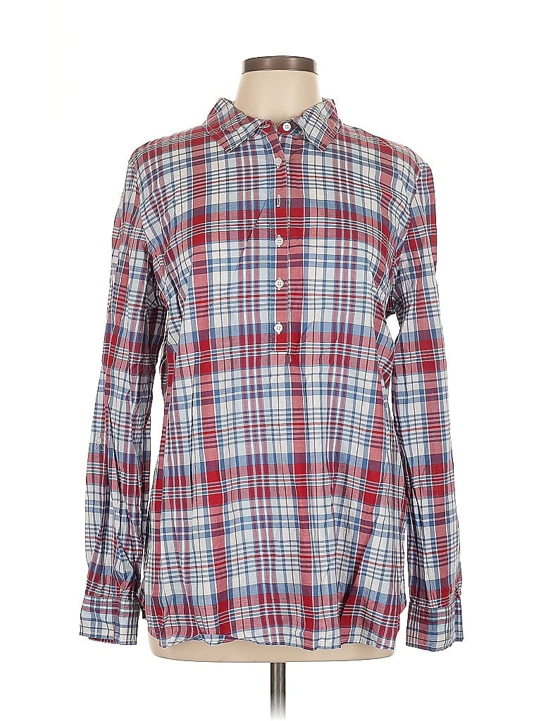 Pre-owned Talbots Outlet Long Sleeve Button Down Shirt In Red