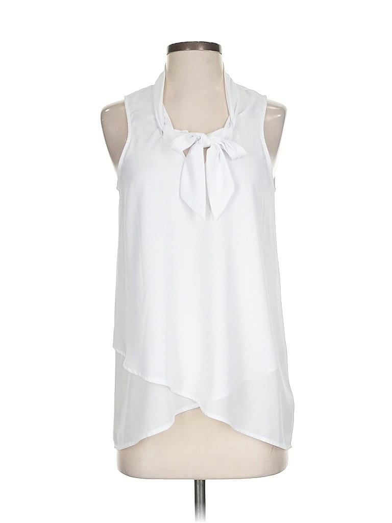 Pre-owned Karen Kane Sleeveless Blouse In White