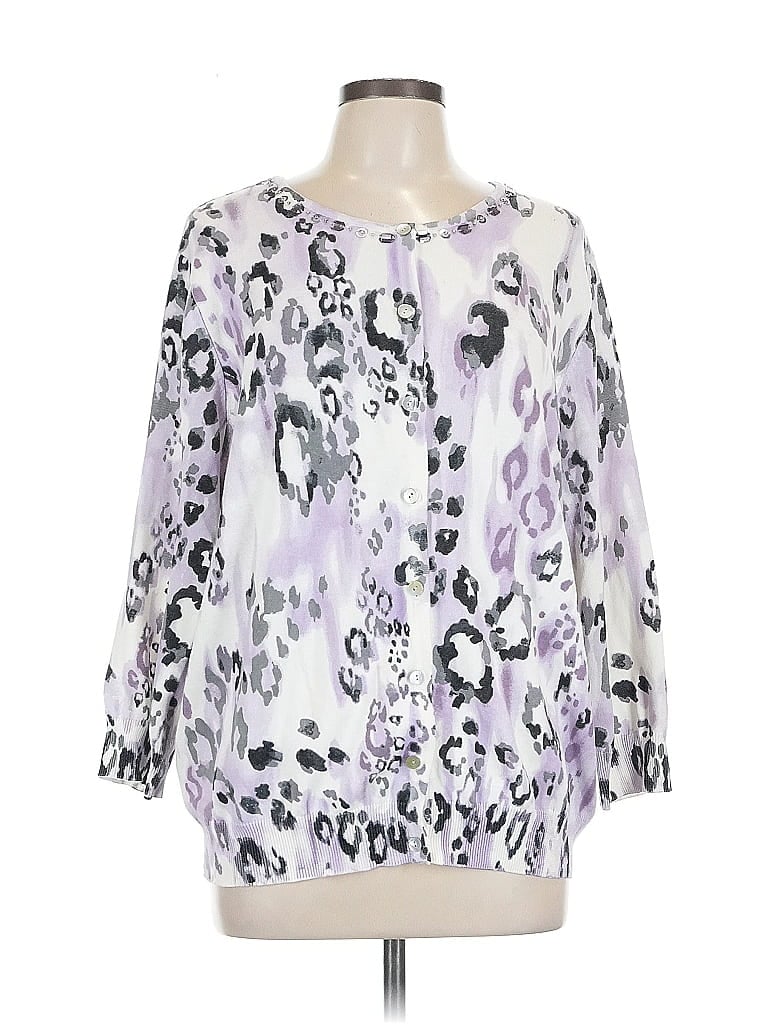 Alfred Dunner Animal Print Purple Pullover Sweater Size 1X - photo 1