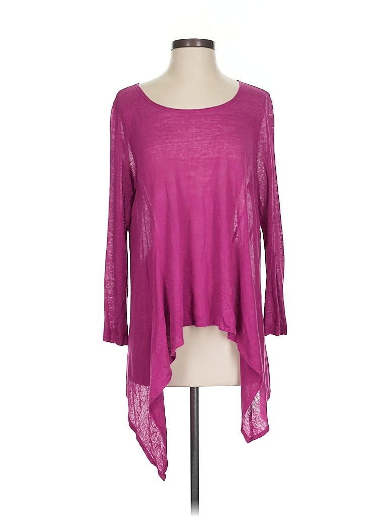 bryn WALKER 100% Linen Solid Purple Pink 3/4 Sleeve T-Shirt Size S - photo 1