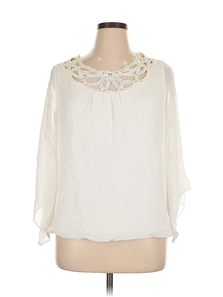 Pre-owned Ab Studio 3/4 Sleeve Blouse In White