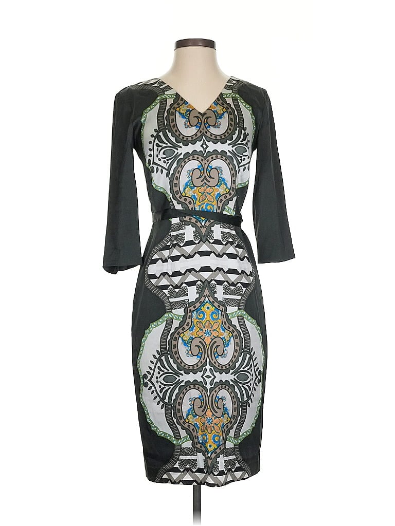 ETRO Graphic Gray Green Cocktail Dress Size EU (IT) 40 / US 4 - photo 1
