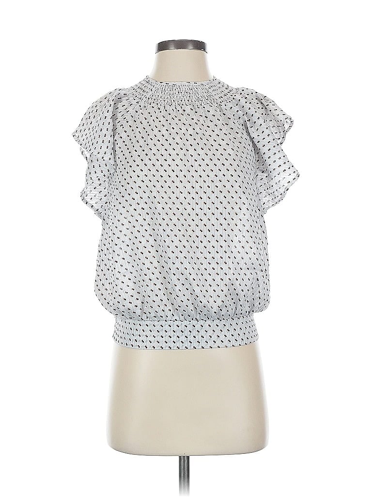 Pre-owned Express Outlet Short Sleeve Blouse In Silver
