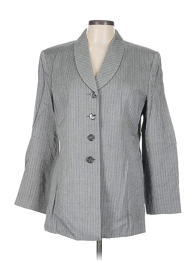 Le Suit 100% Viscose Rayon Gray Blazer Size L (estimated) - photo 1