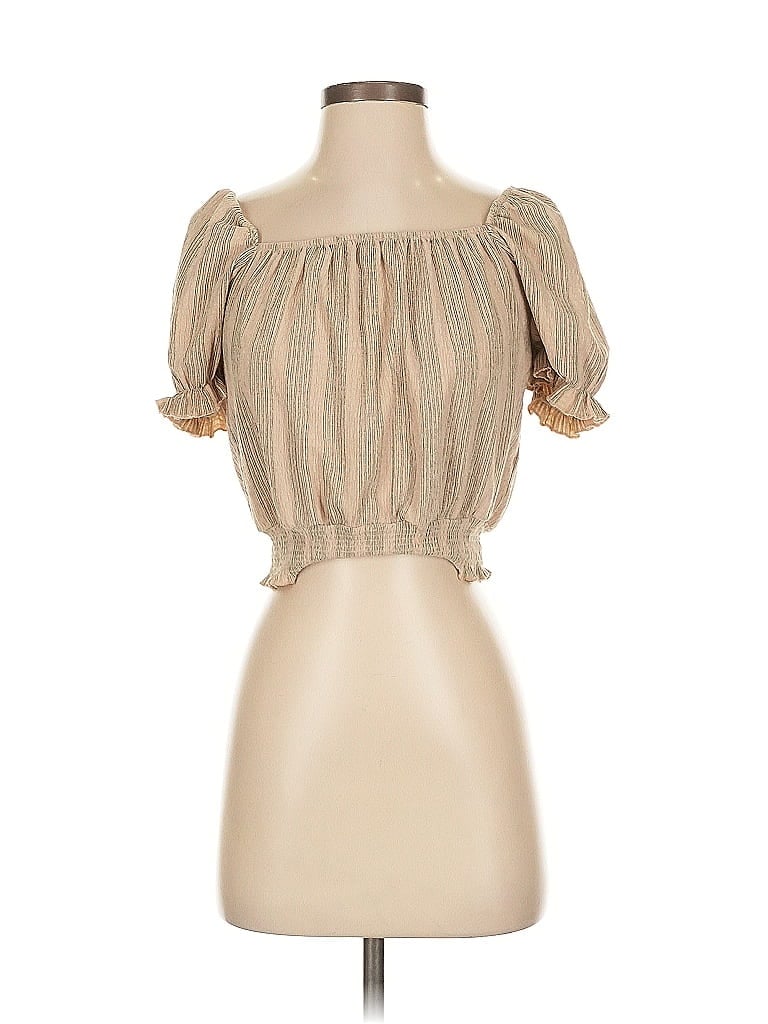 Pre-owned H&m Short Sleeve Blouse In Brown