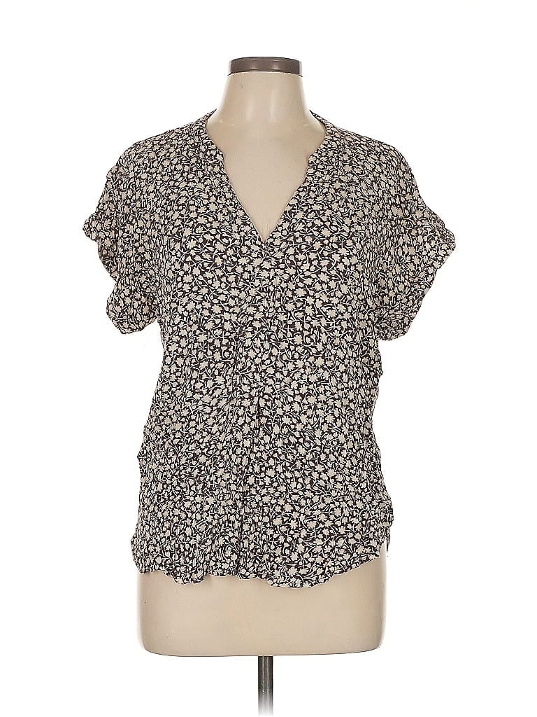 Pre-owned H&m Short Sleeve Blouse In Brown