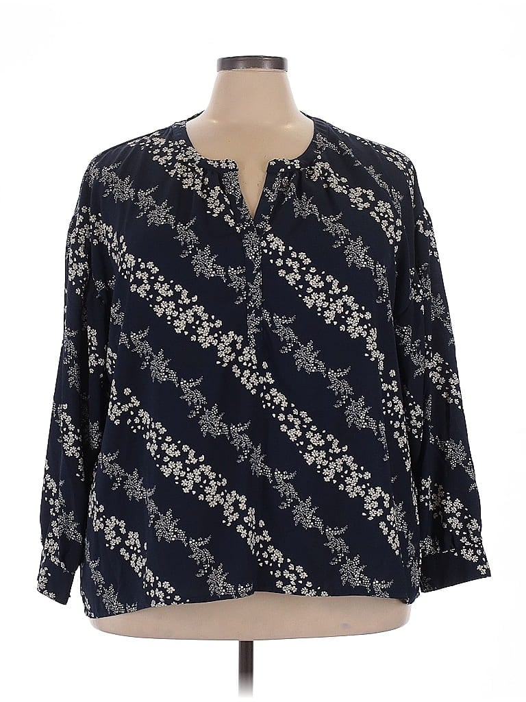 wonderly 100% Polyester Blue Long Sleeve Blouse Size 3X - photo 1