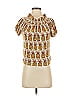 Porridge Brown Short Sleeve Blouse Size XS - photo 1