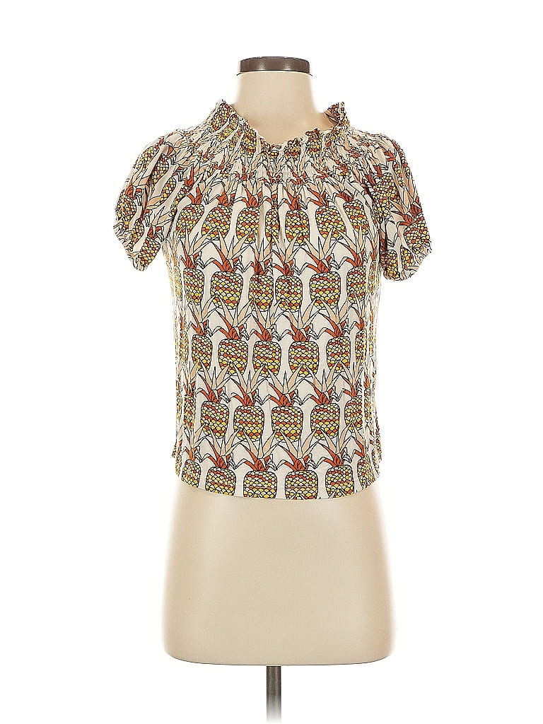 Porridge Brown Short Sleeve Blouse Size XS - photo 1