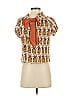 Porridge Brown Short Sleeve Blouse Size XS - photo 2