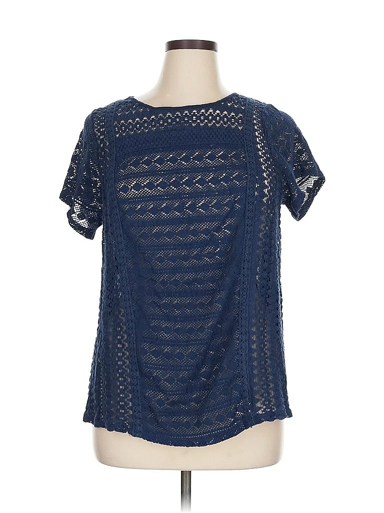 Pre-owned Lucky Brand Short Sleeve Blouse In Blue