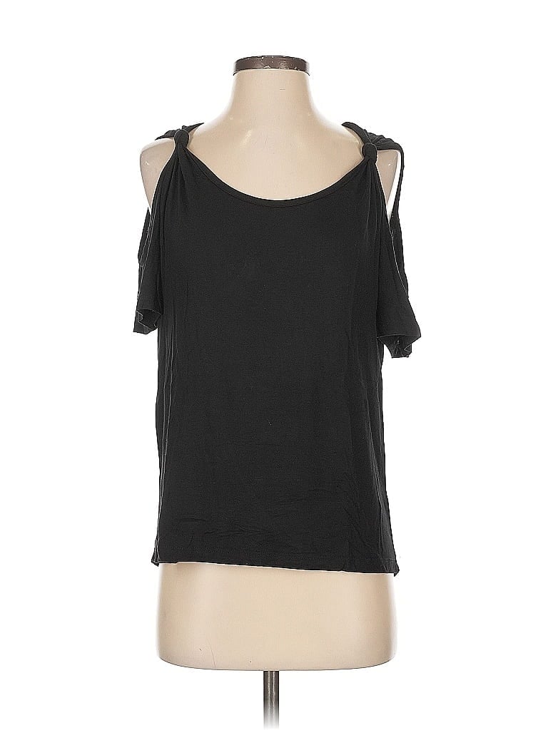 Pre-owned Six Fifty Short Sleeve Top Black Cold Shoulder Neckline Tops