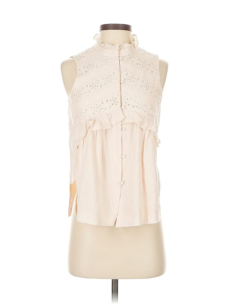 Pre-owned Intermix Sleeveless Blouse In White