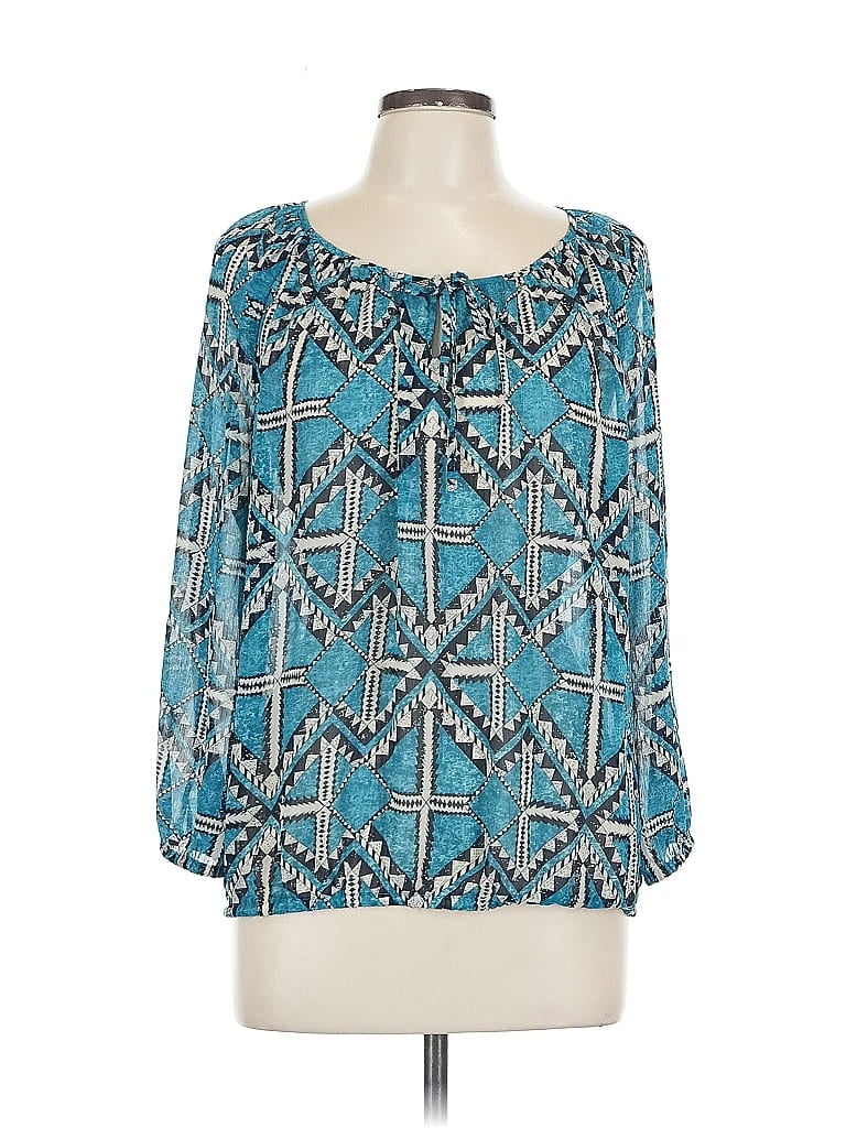 Pre-owned Lucky Brand 3/4 Sleeve Blouse In Blue