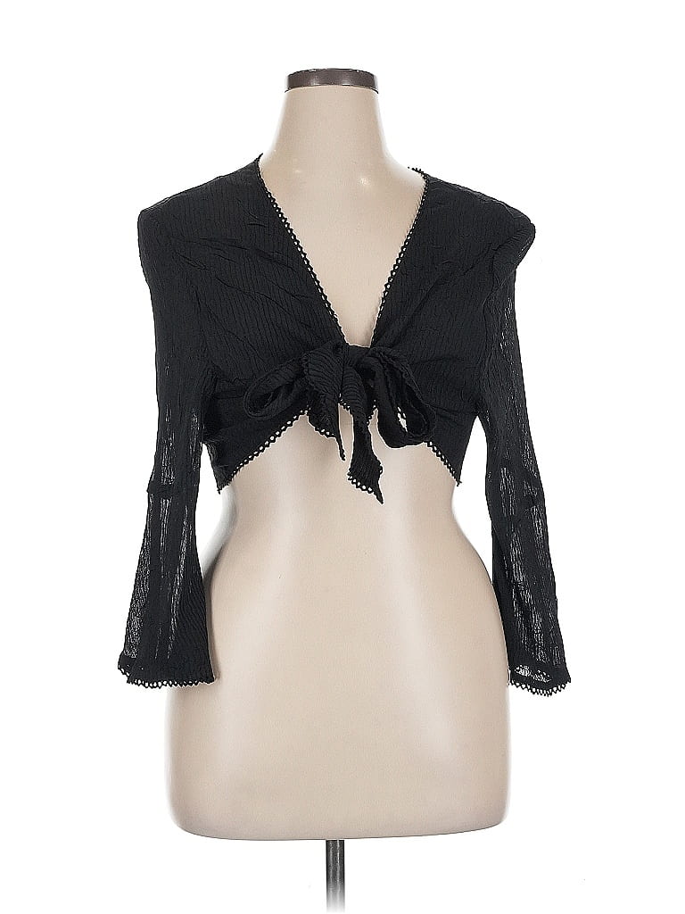 Alberto Makali 100% Polyester Black 3/4 Sleeve Top Size 1X - photo 1