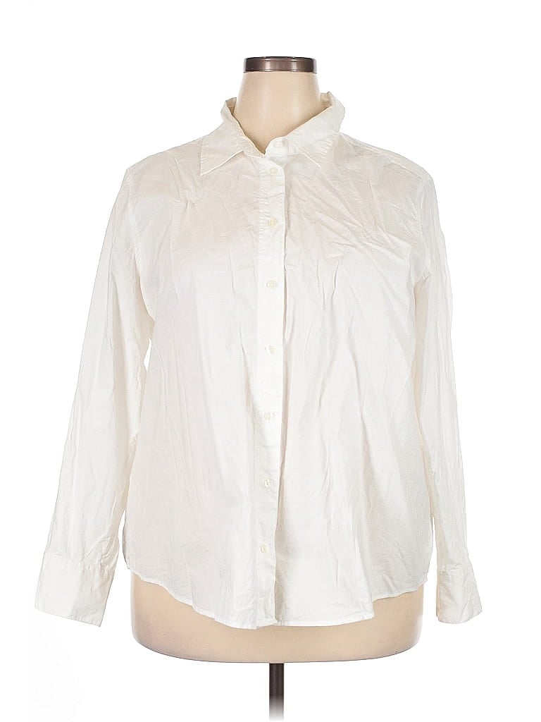 Pre-owned Banana Republic Factory Store Long Sleeve Button Down Shirt In White
