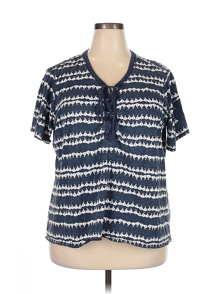 Pre-owned Studio Short Sleeve Blouse In Blue