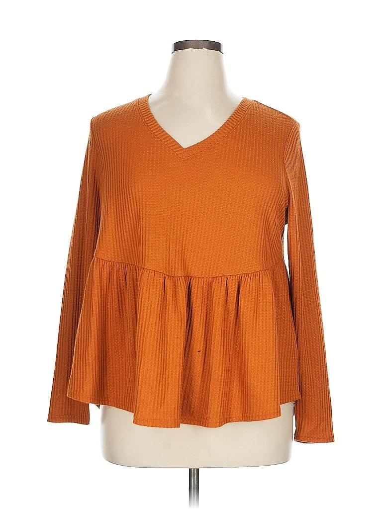 Terra & Sky Orange Long Sleeve Blouse Size 0X - photo 1